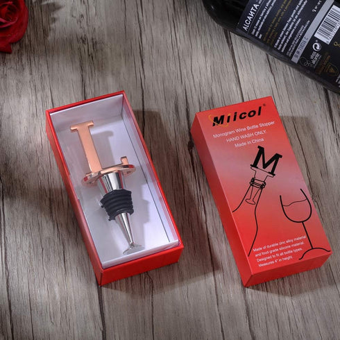 Miicol Wine Bottle Stopper, Personalised Champagne Stopper, Rose Gold Prosecco Stopper, Initial Wine Stopper, Funny