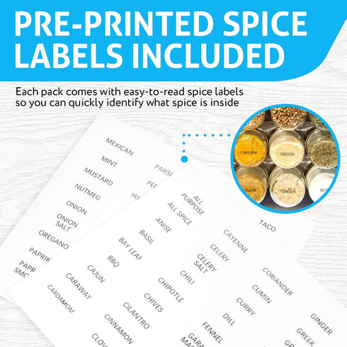 15-Pack, 4 Oz, 60 IMPRESA Clear Glass Magnetic Spice Jars - Labels - Magnet Spice Jars for Refrigerator with Magnet