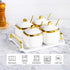 EABOSON 4 Pack Set Gold Condiment Spice Jars with Lids, Spoons, Tray - Ceramic Seasoning Box for Salt, Pepper, Sugar