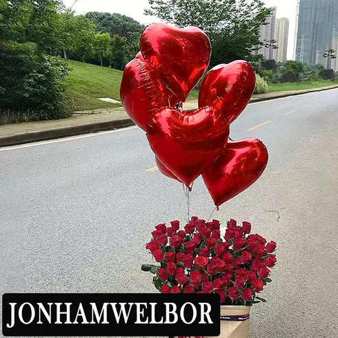 Jonhamwelbor 20Pcs 18 inch Red Foil Mylar Heart Shape Balloons for Valentines, Birthday, Wedding Party Decorations
