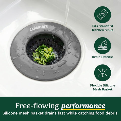 2 Set Cuisinart Piece Sink Sink Drain Strainer with Stainless Steel Rim & Silicone Mesh Base & Sponge Holder