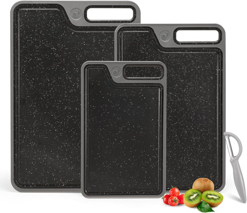 4 Piece Plastic Cutting Board Set for Kitchen Dishwasher Safe,Food Safety, Non-Slip
