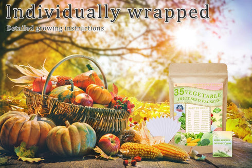 Ficoszo 35 10 Vegetable Seeds Kit Fruit Seeds for Planting Non-GMO and Heirloom Varieties Seeds for Planting Vegetables