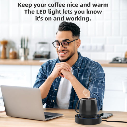 Set 131F/55C), 12oz Set) Coffee Warmer with Mug - Electric Beverage Cup Warmer for Desk Office Home Use, Candle Warmer
