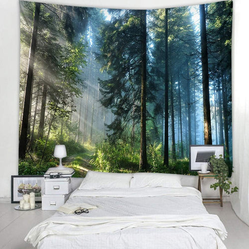 Llamazing Forest Tapestry - Magic Curtain for Living Room & Bedroom (Morning Forest, 90.5''L x 70.8''W) XL