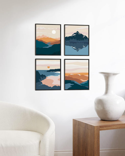 HAUS AND HUES Nature Wall Art - Mountain Landscape, Geometric Abstract Adventure Decor