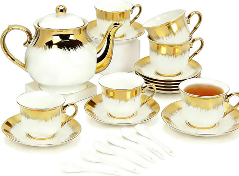 Set, Set 20 Set, Sets Sets Deco,1000ML Porcelain Tea Large Ceramic Tea for Adults with Metal Holder, Pcs European Tea