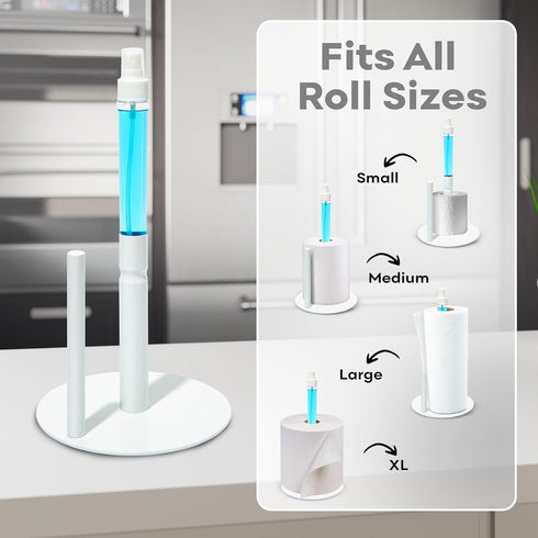 Josef Mention Trading 2-in-1 Stainless Steel Paper Towel Holder with Spray Bottle | White | J.M.T HomeGoods