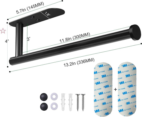 Upgraded Calegency Paper Towel Holder, Under Cabinet Wall Mounted Dispenser, Matte Black for Bathroom and Kitchen