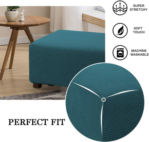 Flamingo P Oversized Spandex Jacquard Ottoman Slipcover, Stretch Storage Cover Protector (X-Large, Deep Teal)