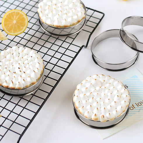FANGSUN 4 Inch Crumpet Rings, Stainless Steel English Muffin Tart Rings for Baking, Cooking Egg Ring Mold