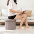 15" Round Storage Ottoman, Foldable Foot Stool with Hidden Storage&Folding Ottoman for Living Room Bedroom, Portable