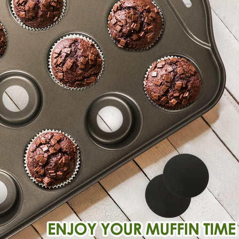 Mini Muffin Pan, 12 Cup with Removable Bottom, Nonstick Cupcake Pans for Baking, Premium Carbon Steel