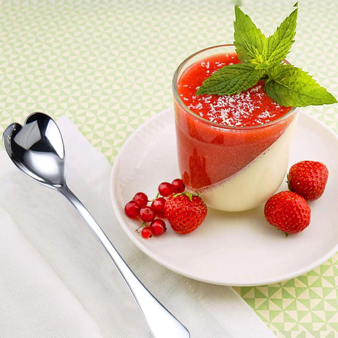 Heart Shaped Spoons Set of 4, 18/10 Stainless Steel Dessert and Ice Cream Spoons, 6.7 inches