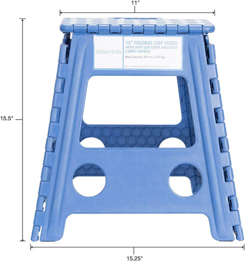21048 15-Inch Folding Step Stool - Wide Plastic Step Stool for Adults, Garden, Foldable High Stool