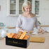 Counter, Countertop Bread Box with Bamboo Cutting Board Lid, Metal Bread Box for Kitchen Small Bread Storage Container