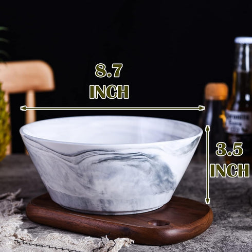 Yundu Grey Marble Ceramics Bowls Set, 58 Ounces Large Salad Bowl Set of 3, Serving Bowls, Large Cereal Snack Bowls for Kitchen, Dishwasher & Microwave Safe by Yundu