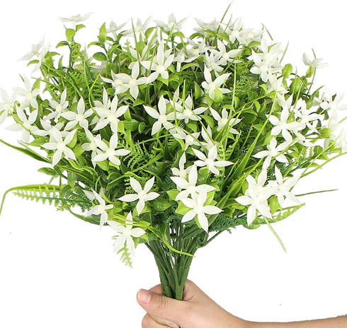 6Pcs Artificial UV Resistant Flowers, Outdoor Fake Plants for Hanging Planter, Garden, Cemetery, Kitchen Decor
