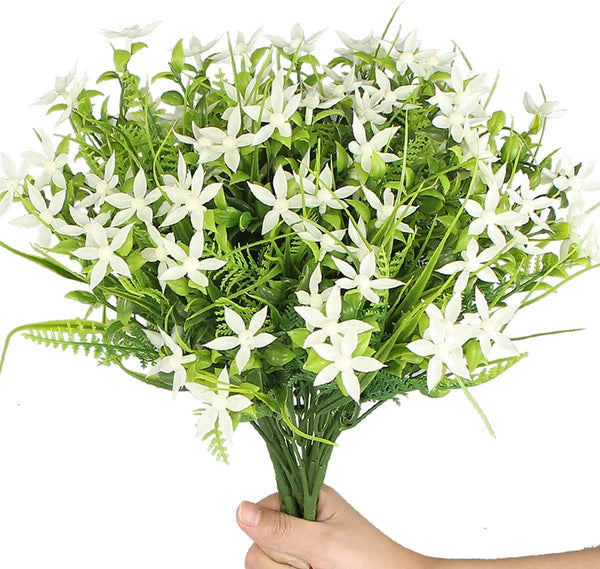 6Pcs Artificial UV Resistant Flowers, Outdoor Fake Plants for Hanging Planter, Garden, Cemetery, Kitchen Decor