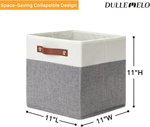 DULLEMELO Cube Storage Basket for Shelves, Collapsible Fabric Storage Cubes for Office, Bedroom, Toys, with Handles