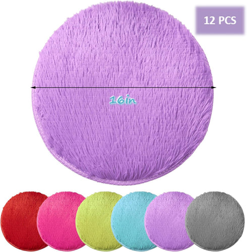 AMHSCOCA 12 16" (12) Pcs Kids Carpet Circle Seats Kids Classroom Rug Floor Cushions Round Soft Warm Floor Rug Mat