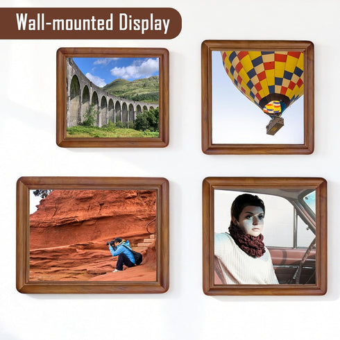 5x7 4x6 Picture Frame with Tempered Glass Walnut Solid Wood Mat for Photo, Handcrafted Natural Wood Frame with Rounded