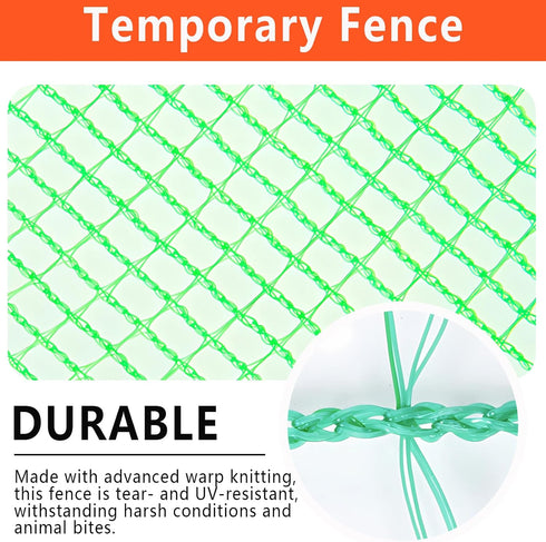 5'x100' Temporary Fence, Garden Fencing Plastic Mesh Fence, Safety Fence, Snow Fence, Construction Fence, Animal