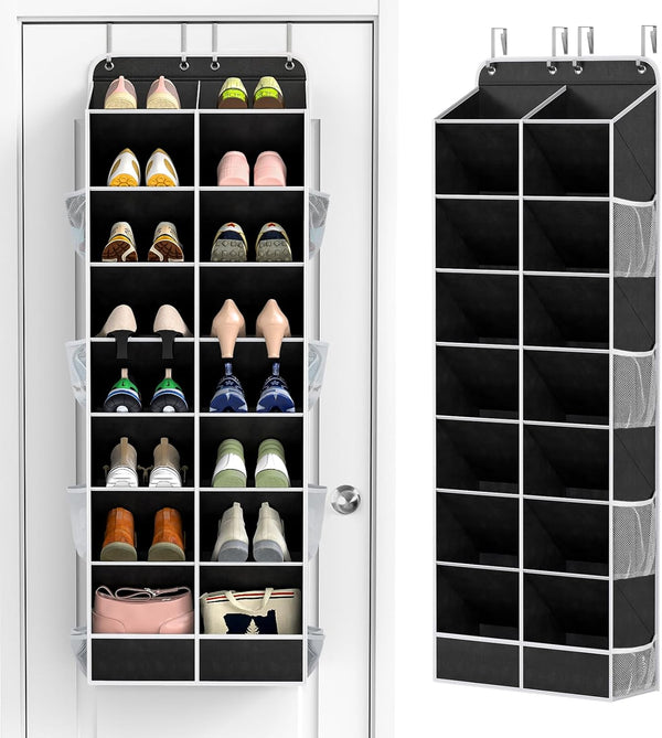 Yecaye 8 Tier Over the Door Shoe Organizer of Deep 16 Compartments,