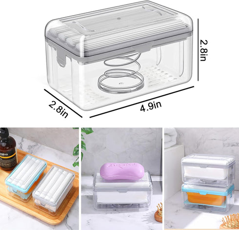 LELEMON Soap Dish with Drain Multifunctional Soap Dish Soap Cleaning Storage Foaming Box for Home Bathroom Kitchen Keep Soap Dry& Easy to Clean