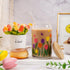 Whaline 2 Pack Spring Iced Coffee Cup, Colorful Tulip Flower Glasses with Lid, Straw, Cleaning Brush for Home Gifts