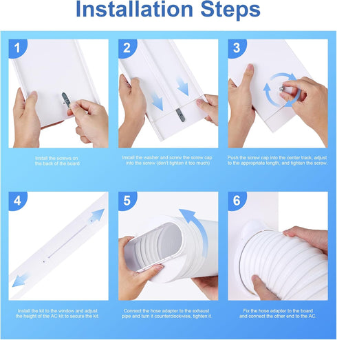 Portable Air Conditioner Window Vent Kit, Adjustable AC Window Seal Kit, Sliding Door AC Vent Kit, 5.9 Inch Diameter