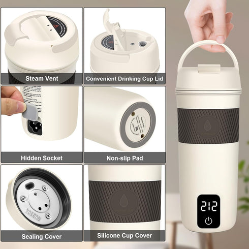 Tengfy 350ML 4 Settings, 304 Portable Electric Kettle, Mini Hot Water Boiler Heater, Travel Kettle with Temperature