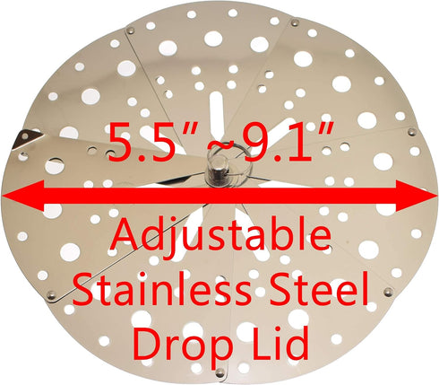 Drop Lid Otoshibuta, Flexible Size Cooking Drop Lid Adjustable Stainless Steel Lid 5.5"-9.1"