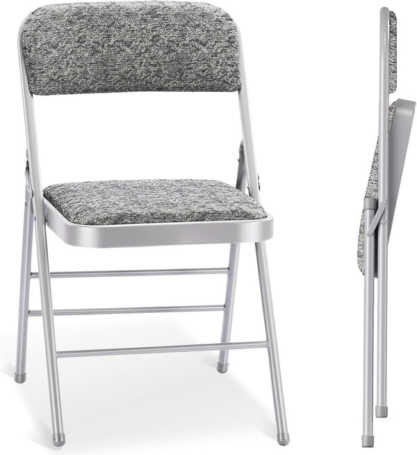 2 Pack Folding Chairs with Fabric Padded Cushion and Back, Commercial Grade