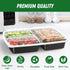 50 Pack (100-Piece) 32 oz 3-Compartment, Meal Prep Containers Reusable with Lids To Go Take Out Plastic Food Storage