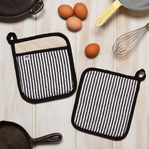 Now Designs by Danica Superior Potholder, Narrow Stripe Black