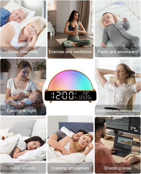 HAODINGMAI 30/60/90 13 Sunrise Alarm Clock Wake Up Light with Sunrise Simulation White Noise Machine Touch Control
