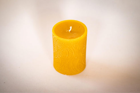 BeeTheLight Beeswax Pillar Candle - 100% Pure Bees Wax, Choose Size and Color, 24 Hour Burn Time, Unscented