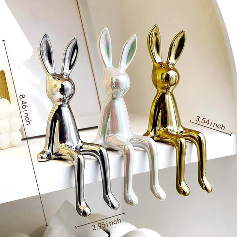 Jubiluxor 3-Piece Rabbit Decor Sculptures - Home, Office, Living Room, Bedroom - Accents, Decorations, Figurines