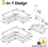 4 (3Pack, YASONIC Corner Shower Caddy Organizer, Self-Adhesive Rustproof Bath Shelves with Soap Holder & Hooks, Large