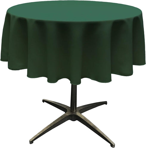 LA Linen Polyester Poplin Washable Round Tablecloth, Hunter Green, 51-Inch, Stain and Wrinkle Resistant