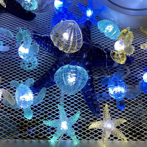 30LED 10ft Ocean Themed String Lights Marine Life Night Light Beach Dcor Sea Turtle Seahorse Starfish Clam Decorative