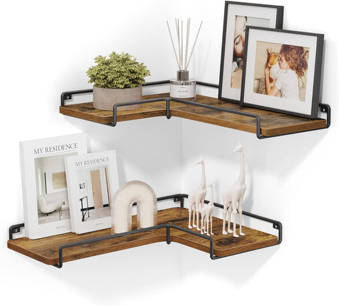 VASAGLE Corner Shelf Wall Mount Set of 2, Floating Shelves, Small Wall