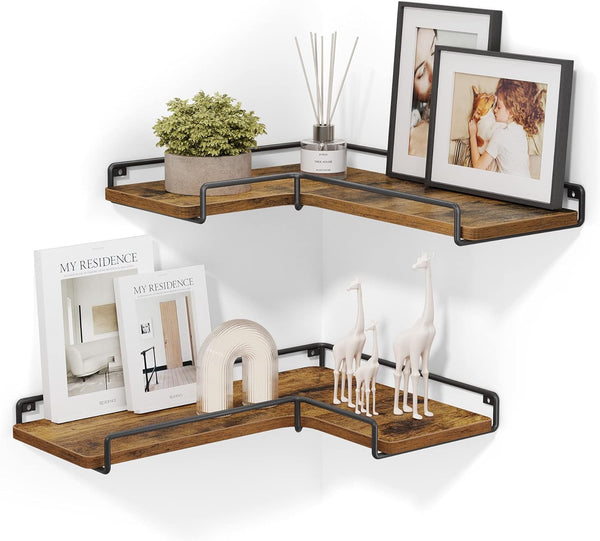 VASAGLE Corner Shelf Wall Mount Set of 2, Floating Shelves, Small Wall