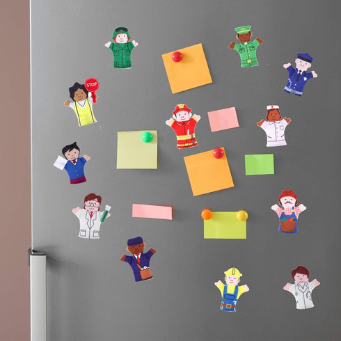 Magnet Happy Helpers People Toy Set for Fridge, Board and Refrigerator Magnets - 12 Pieces Neighborhood Characters
