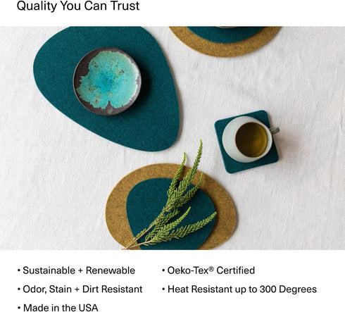 Graf Lantz Trivets for Hot Dishes - Heat Resistant 100% Merino Wool Hot Pads for Kitchen, 8", Charcoal
