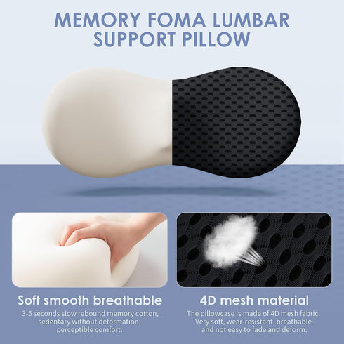 Lumbar Support Pillow Ergonomic Memory Foam Lumbar Pillow, Relieve Back Pain, CMFY Breathable & Detachable & Washable, Neo Cushion Lower Back Pillow for Office Chairs, Car Seats (Black) by kasney
