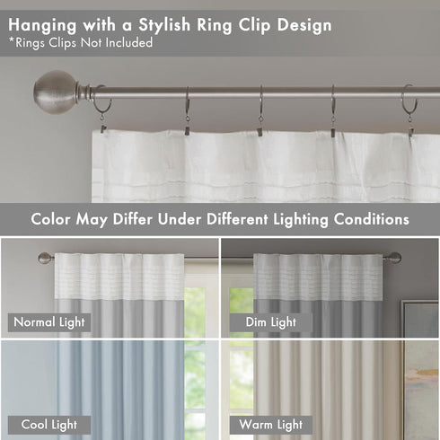 Madison Park Window Curtain Single Panel, Faux Silk, Room Darkening for Living Room and Bedroom, 84"L x 50"W, Grey