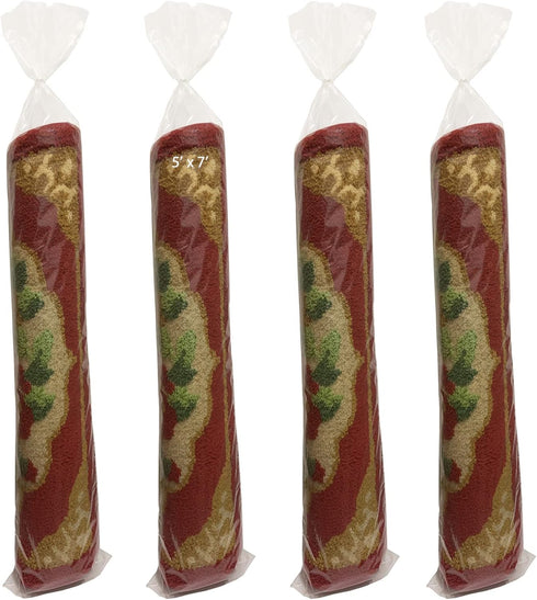 Clear Carpet Bag, 4 Pcs Plastic Rug Storage Bag with 10 Ties, Fits Rugs up to 5' x 7', Heavy Duty for Moving and Storage