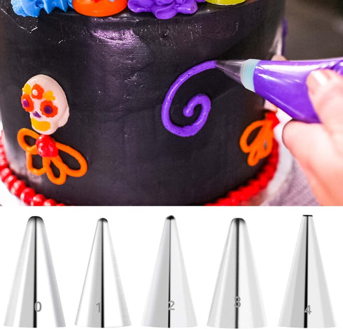 GOOTRADES 7 Pcs-Set Cake Decorating Tips, 5 Writing Tubes, 1 Coupler, 1 Silicone Pastry Bag